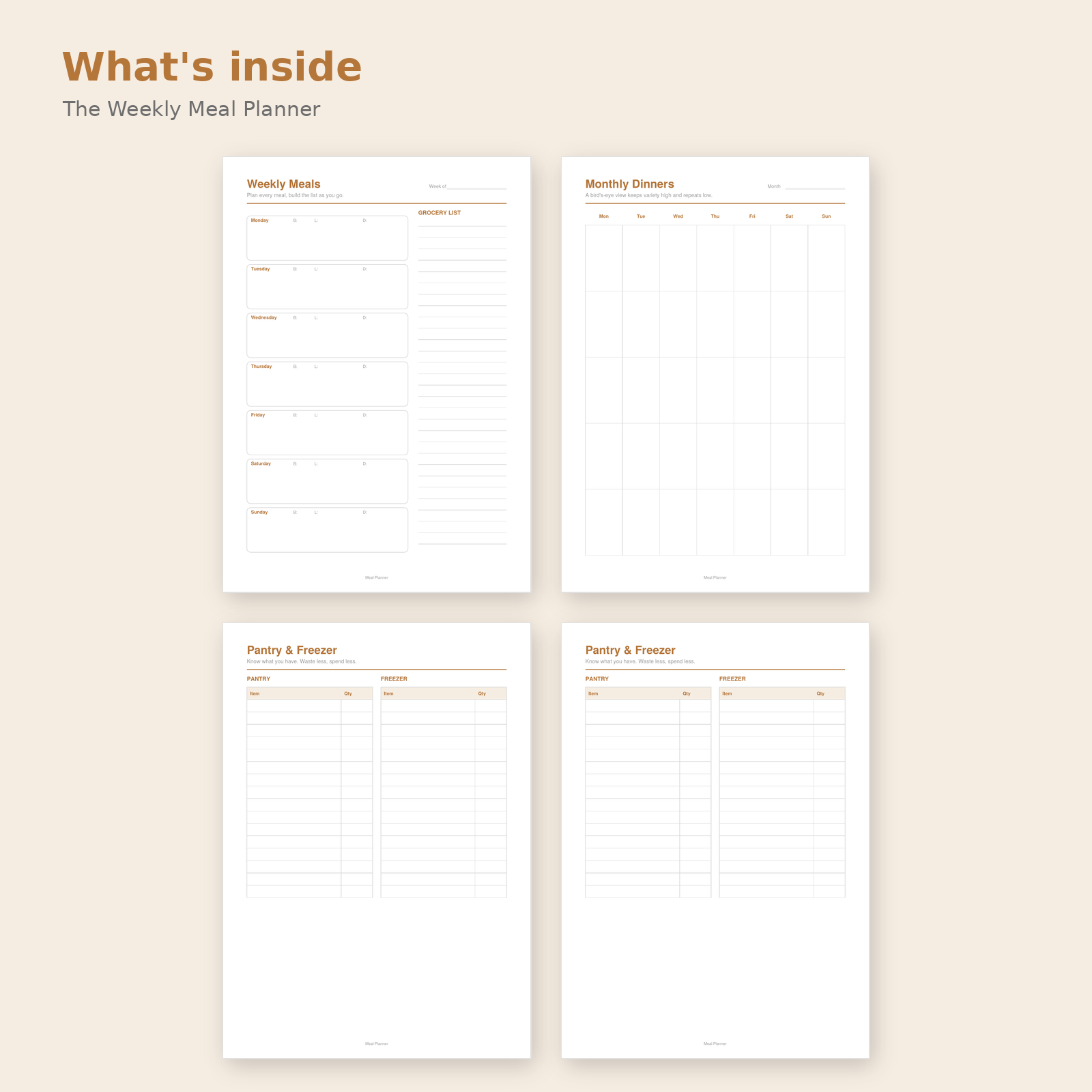Meal Planner Printable PDF | Weekly Menu & Grocery List - Image 2