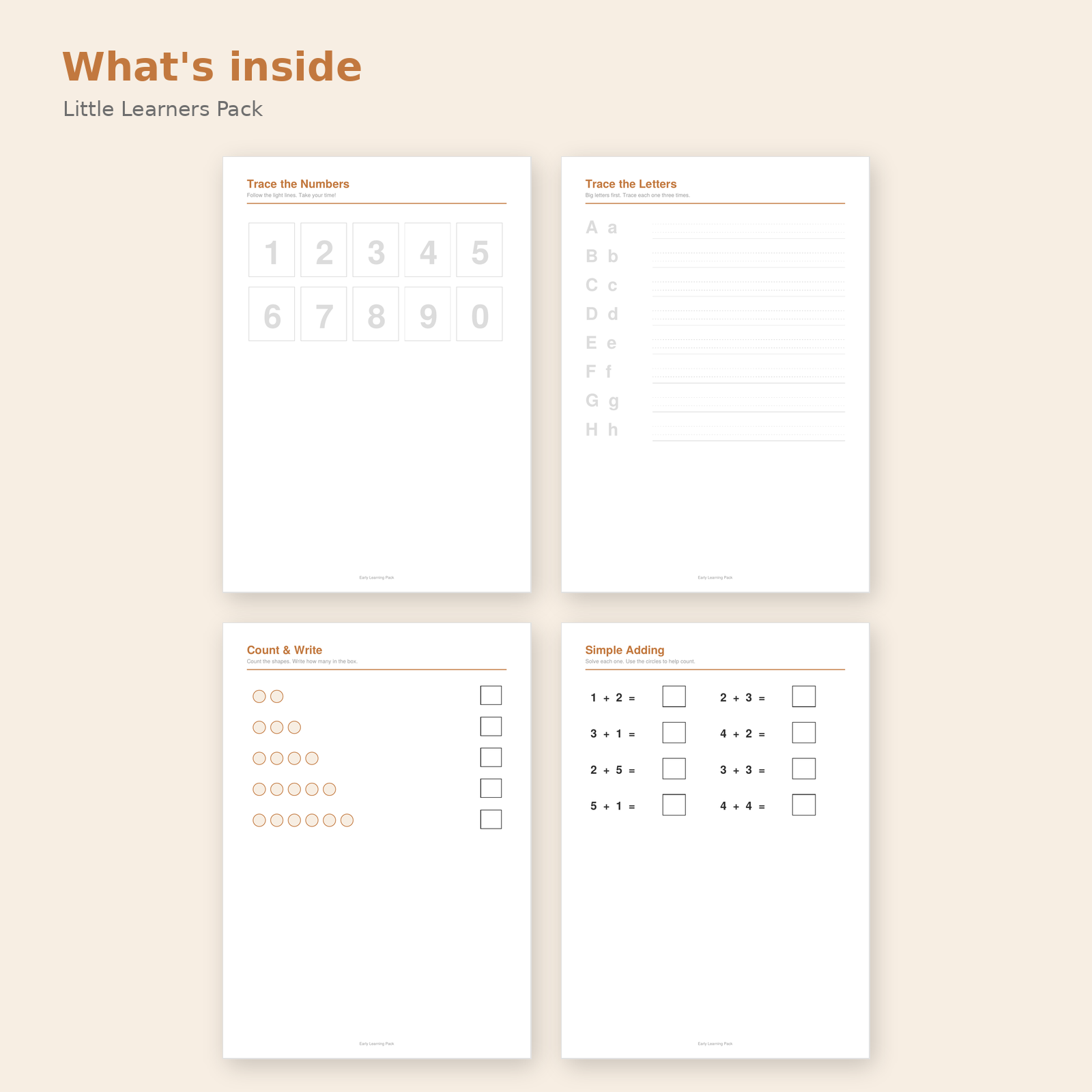 Preschool Tracing Worksheets Printable | Numbers, Letters & Counting - Image 2