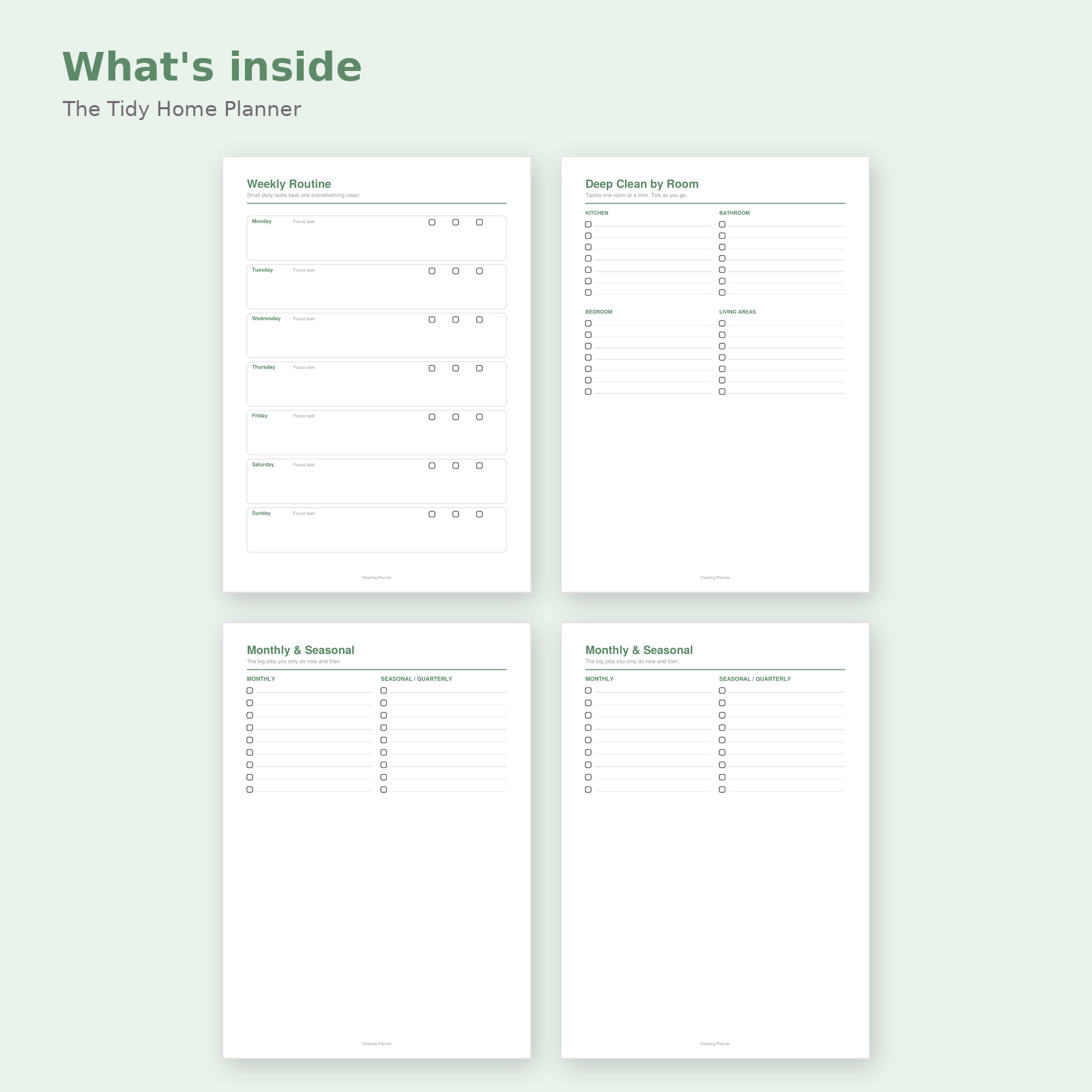 Cleaning Schedule Printable PDF | Weekly & Deep Clean Checklist - Image 2