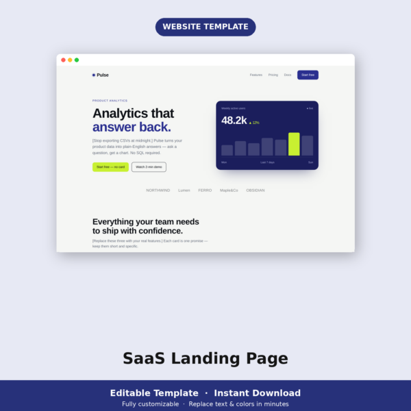 SaaS Landing Page Template | Modern Startup Website (HTML)