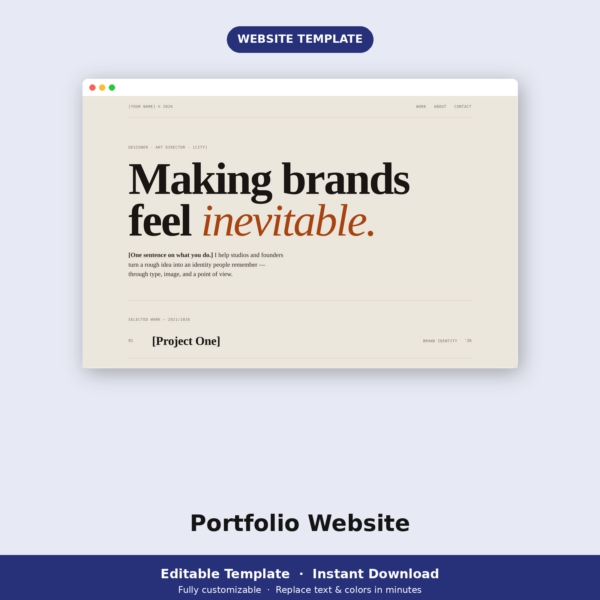 web_2_portfolio_main Portfolio Website Template | Editorial HTML for Designers