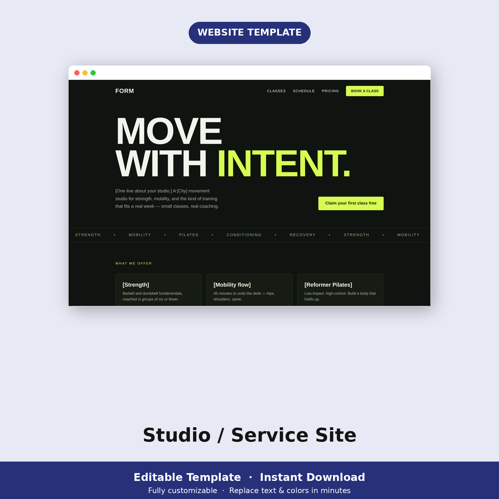 Fitness Studio Website Template | Local Service HTML Page
